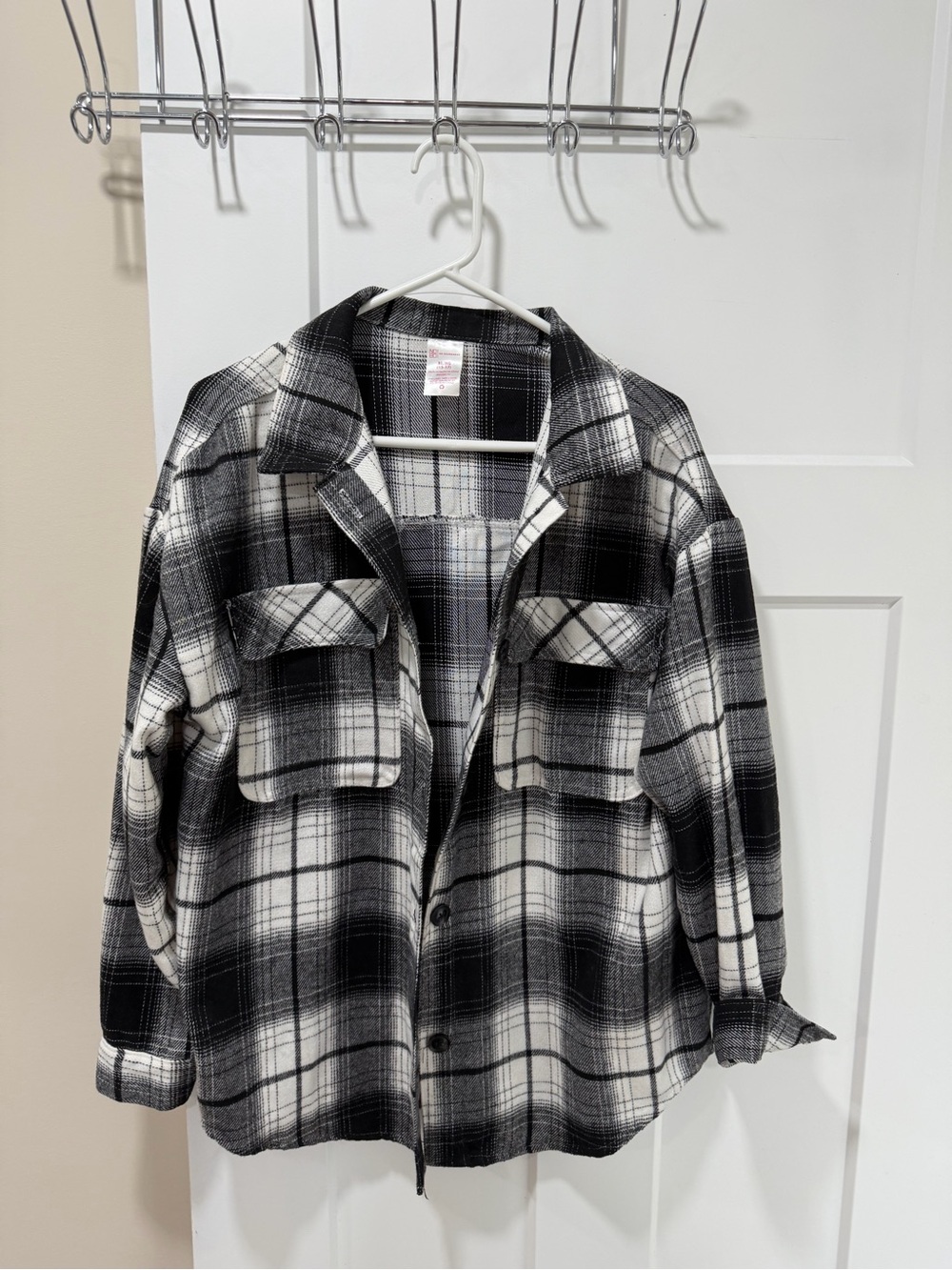 No Boundaries Black & White Plaid Utility Shacket